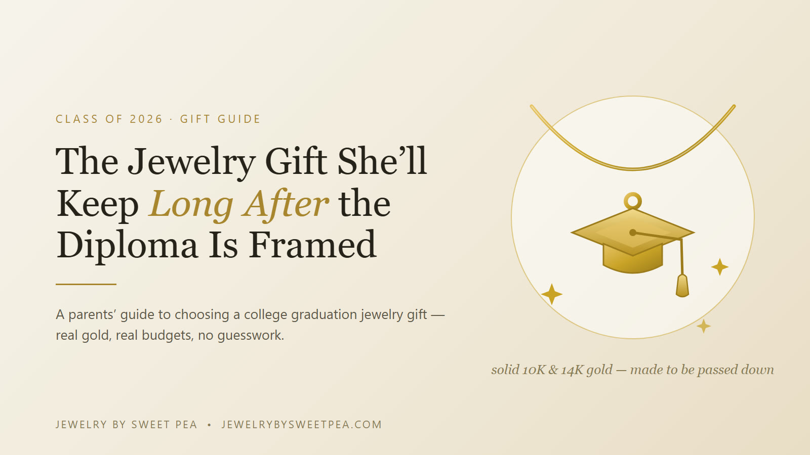 Parents' guide to college graduation jewelry gifts for 2026 — gold graduation cap pendant on a chain