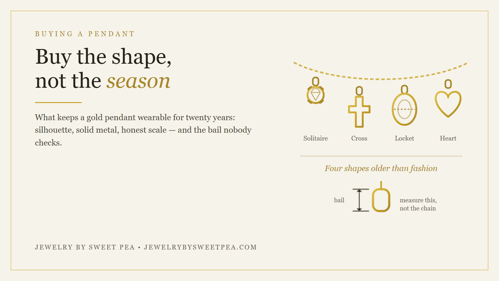 How to pick a gold pendant that will still look stylish in twenty years