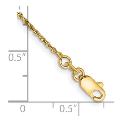 14K Yellow Gold 1.15mm Diamond-Cut Rope Chain Bracelet – view 3