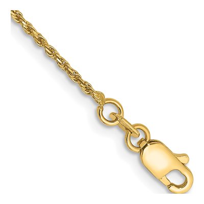 14K Yellow Gold 1.15mm Diamond-Cut Rope Chain Bracelet