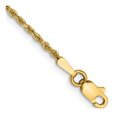 14K Yellow Gold 1.5mm Handmade Diamond-Cut Rope Chain Bracelet