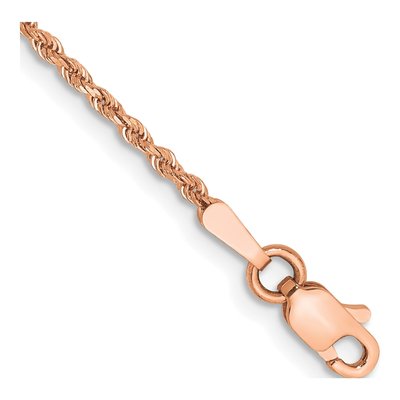 14K Rose Gold 1.5mm Handmade Diamond-Cut Rope Chain Bracelet