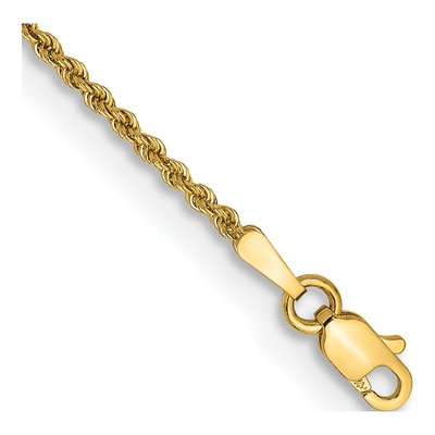 14K Yellow Gold 1.5mm Handmade Rope Chain Bracelet
