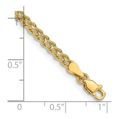 14K Yellow Gold 3mm Diamond-Cut Double Strand Rope Chain Bracelet – view 4