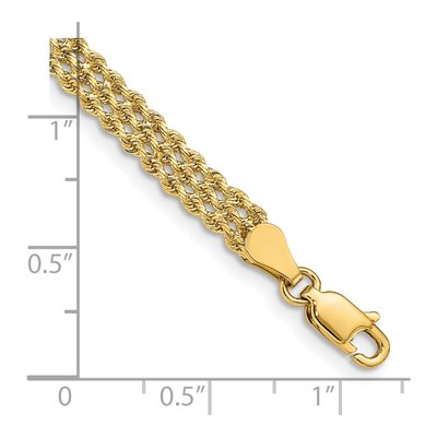 14K Yellow Gold 4.5mm Diamond-Cut Triple Strand Rope Chain Bracelet – view 4
