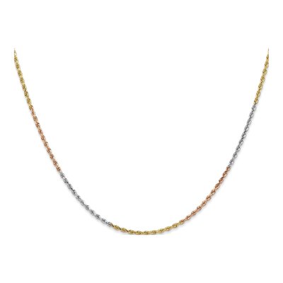14K Tri-Color Gold 1.5mm Diamond-Cut Rope Chain – view 4
