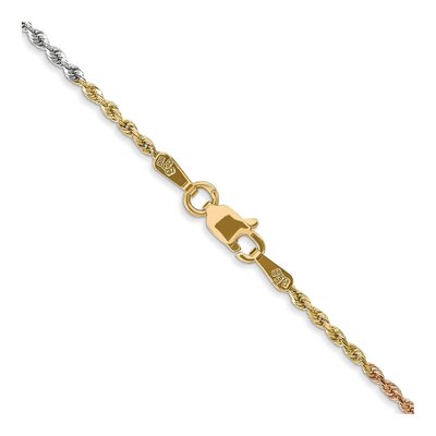 14K Tri-Color Gold 1.5mm Diamond-Cut Rope Chain – view 5