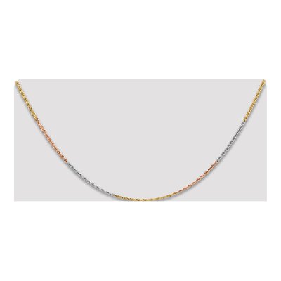 14K Tri-Color Gold 1.5mm Diamond-Cut Rope Chain – view 6