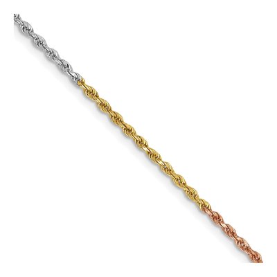 14K Tri-Color Gold 1.5mm Diamond-Cut Rope Chain