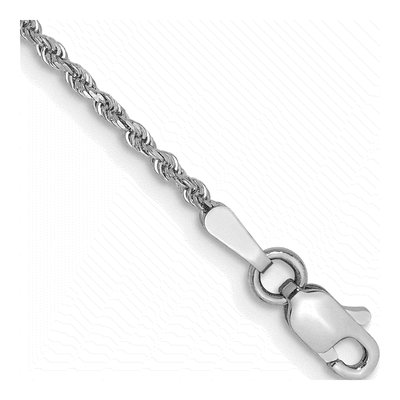 14K White Gold 1.5mm Handmade Diamond-Cut Rope Chain Bracelet