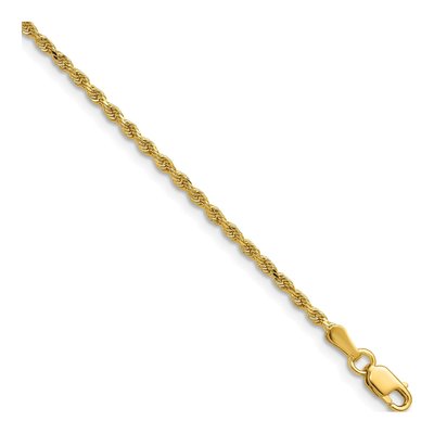 14K Yellow Gold 1.75mm Handmade Diamond-Cut Rope Chain