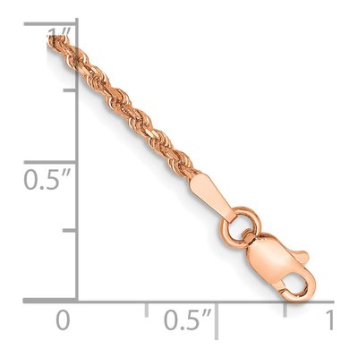 14K Rose Gold 1.75mm Handmade Diamond-Cut Rope Chain Bracelet – view 3