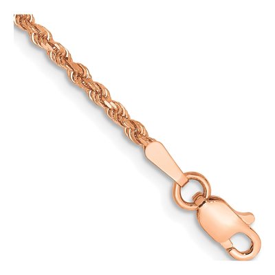 14K Rose Gold 1.75mm Handmade Diamond-Cut Rope Chain Bracelet