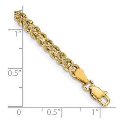 14K Yellow Gold 3.75mm Diamond-Cut Double Strand Rope Chain Bracelet – view 4