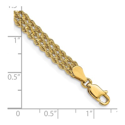14K Yellow Gold 5.5mm Diamond-Cut Triple Strand Rope Chain Bracelet – view 4
