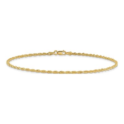 14K Yellow Gold 2mm Handmade Diamond-Cut Rope Chain Anklet – view 3