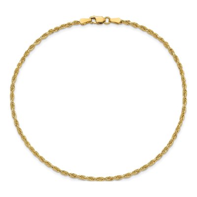 14K Yellow Gold 2mm Handmade Diamond-Cut Rope Chain Anklet – view 4
