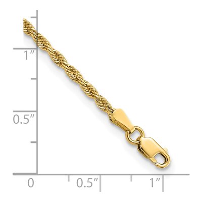 14K Yellow Gold 2mm Handmade Diamond-Cut Rope Chain Anklet – view 5
