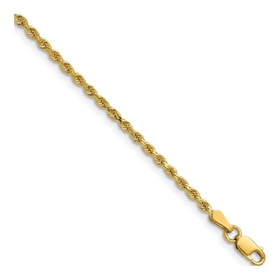 14K Yellow Gold 2mm Handmade Diamond-Cut Rope Chain