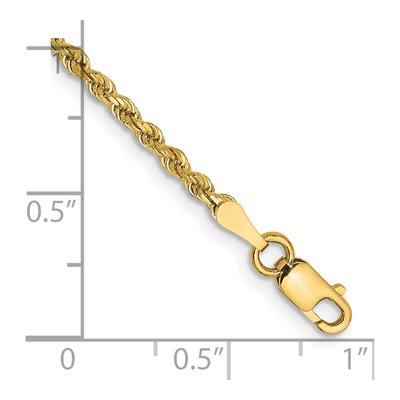 14K Yellow Gold 2mm Handmade Diamond-Cut Rope Chain Bracelet – view 3