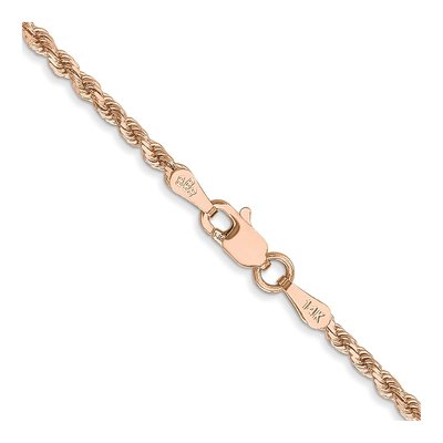 14K Rose Gold 2mm Handmade Diamond-Cut Rope Chain – view 4