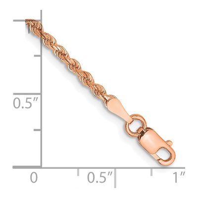 14K Rose Gold 2mm Handmade Diamond-Cut Rope Chain Bracelet – view 3