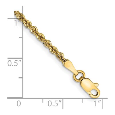 14K Yellow Gold 2.25mm Handmade Rope Chain Bracelet – view 3