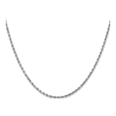 14K White Gold 2mm Handmade Diamond-Cut 30-inch Rope Chain Anklet – view 3