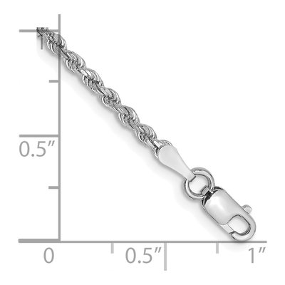 14K White Gold 2mm Handmade Diamond-Cut Rope Chain Bracelet – view 3
