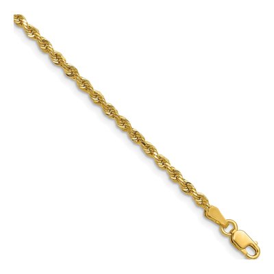 14K Yellow Gold 2.25mm Handmade Diamond-Cut Rope Chain