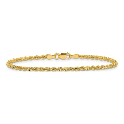 14K Yellow Gold 2.25mm Handmade Diamond-Cut Rope Chain Bracelet – view 5