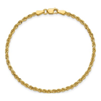 14K Yellow Gold 2.25mm Handmade Diamond-Cut Rope Chain Bracelet – view 6