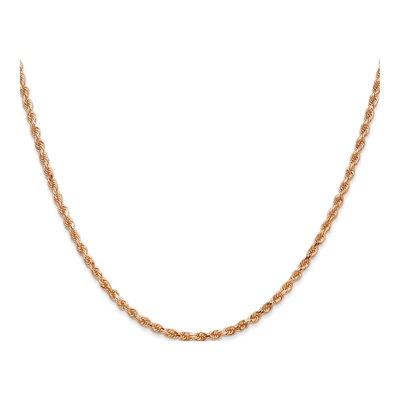 14K Rose Gold 2.25mm Handmade Diamond-Cut Rope Chain – view 3