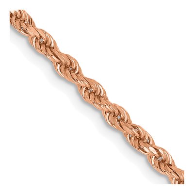 14K Rose Gold 2.25mm Handmade Diamond-Cut Rope Chain