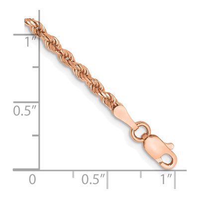 14K Rose Gold 2.25mm Handmade Diamond-Cut Rope Chain Bracelet – view 3