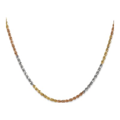 14K Tri-Color 2.5mm Diamond-Cut Rope Chain, 16 In – view 3
