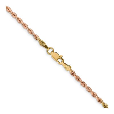 14K Tri-Color 2.5mm Diamond-Cut Rope Chain, 16 In – view 4