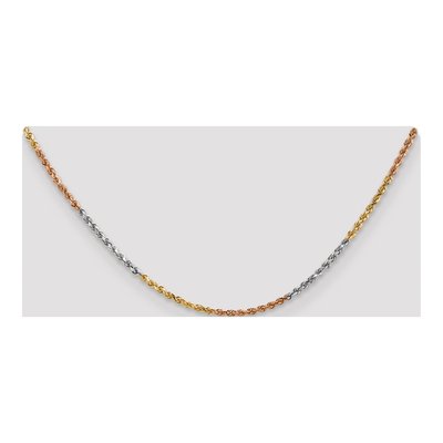 14K Tri-Color 2.5mm Diamond-Cut Rope Chain, 16 In – view 5
