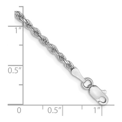14K White Gold 2.25mm Handmade Diamond-Cut Rope Chain Bracelet – view 3