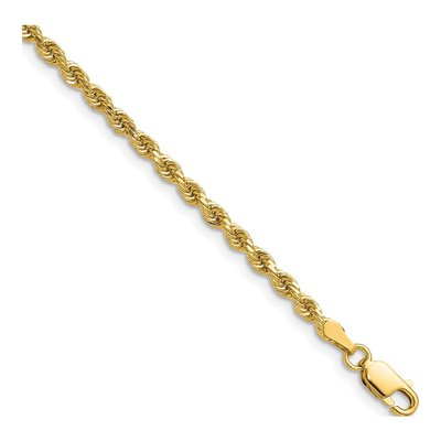 14K Yellow Gold 2.75mm Handmade Diamond-Cut Rope Chain