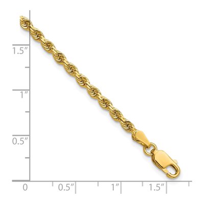 14K Yellow Gold 2.75mm Handmade Diamond-Cut Rope Chain Bracelet – view 4