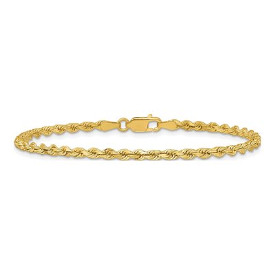 14K Yellow Gold 2.75mm Handmade Diamond-Cut Rope Chain Bracelet – view 5