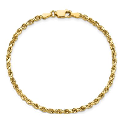 14K Yellow Gold 2.75mm Handmade Diamond-Cut Rope Chain Bracelet – view 6