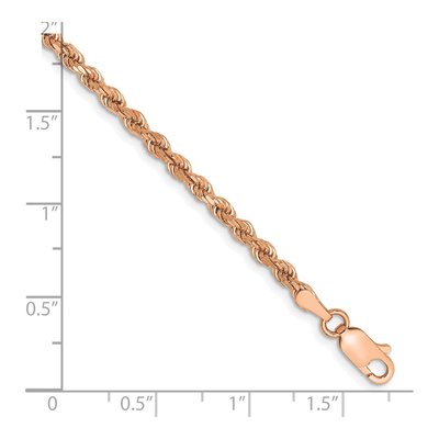14K Rose Gold 2.75mm Handmade Diamond-Cut Rope Chain Bracelet – view 2