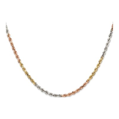 14K Tri-Color Gold 2.9mm Diamond-Cut Rope Chain – view 4