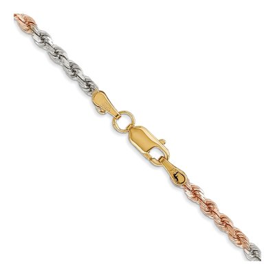 14K Tri-Color Gold 2.9mm Diamond-Cut Rope Chain – view 5