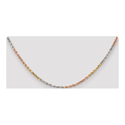 14K Tri-Color Gold 2.9mm Diamond-Cut Rope Chain – view 6