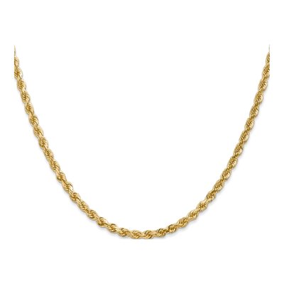 14K Yellow Gold 3mm Handmade Diamond-Cut Rope Chain – view 4