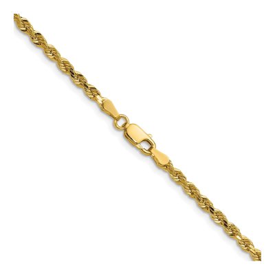 14K Yellow Gold 3mm Handmade Diamond-Cut Rope Chain – view 5