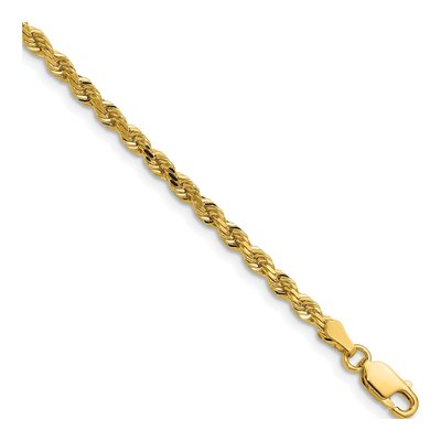 14K Yellow Gold 3mm Handmade Diamond-Cut Rope Chain